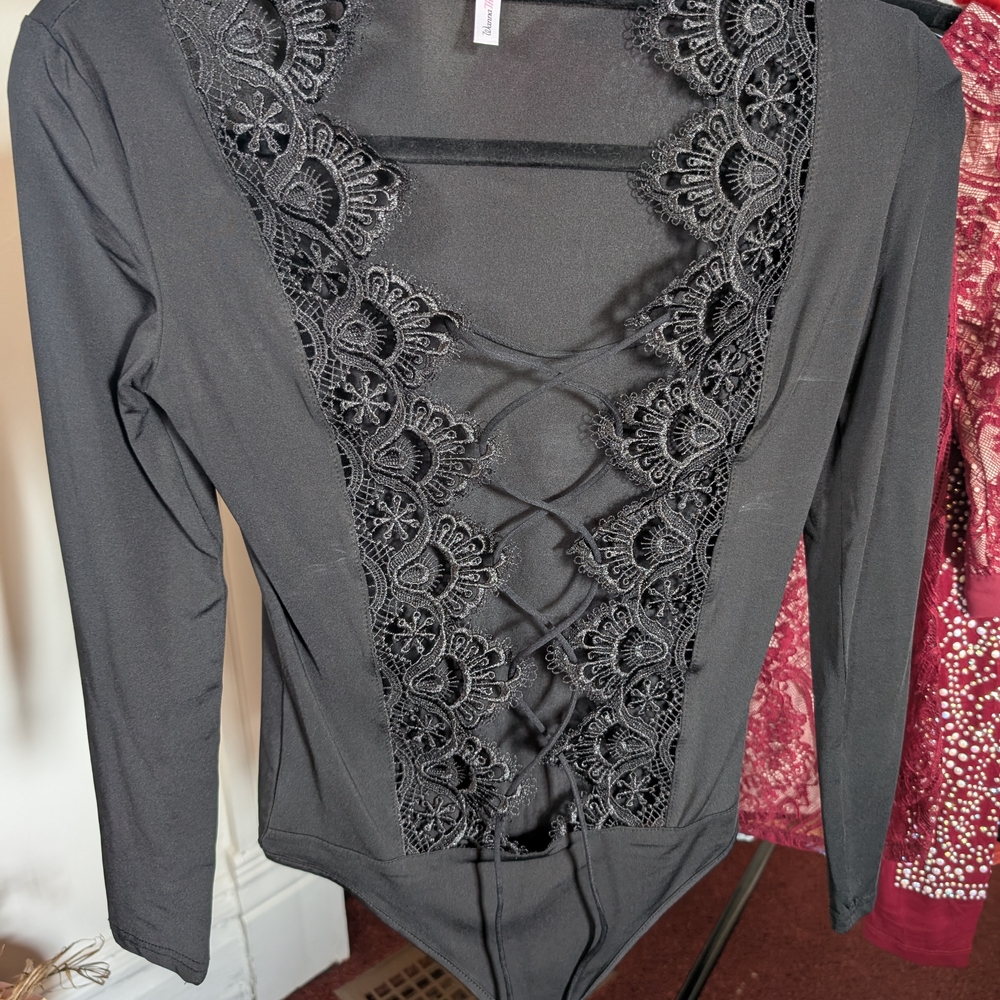 Black Lace-Up Bodysuit